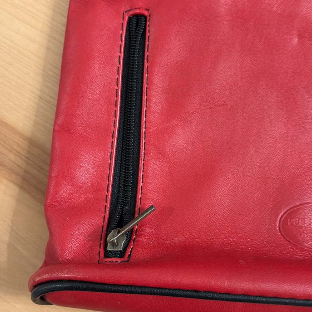 Red Leather Crossbody Bag with Black Trim - Picture 3 of 9